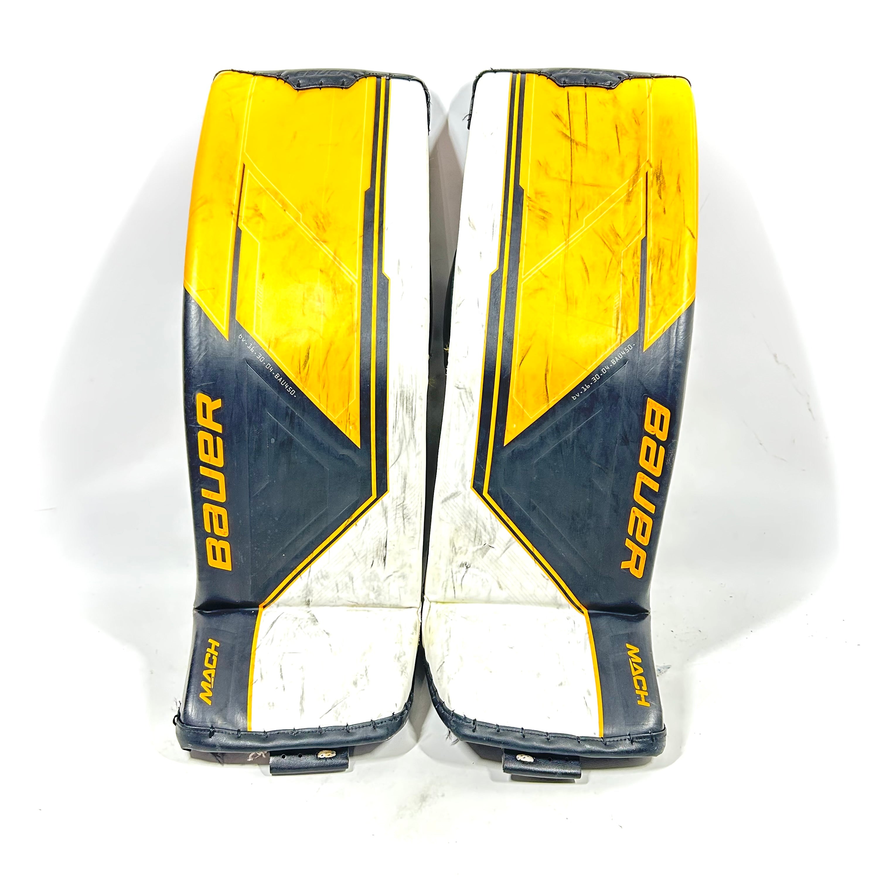 Bauer Supreme Mach - Jambières de gardien de but OHL Pro Stock d'occasion (jaune/noir/blanc)
